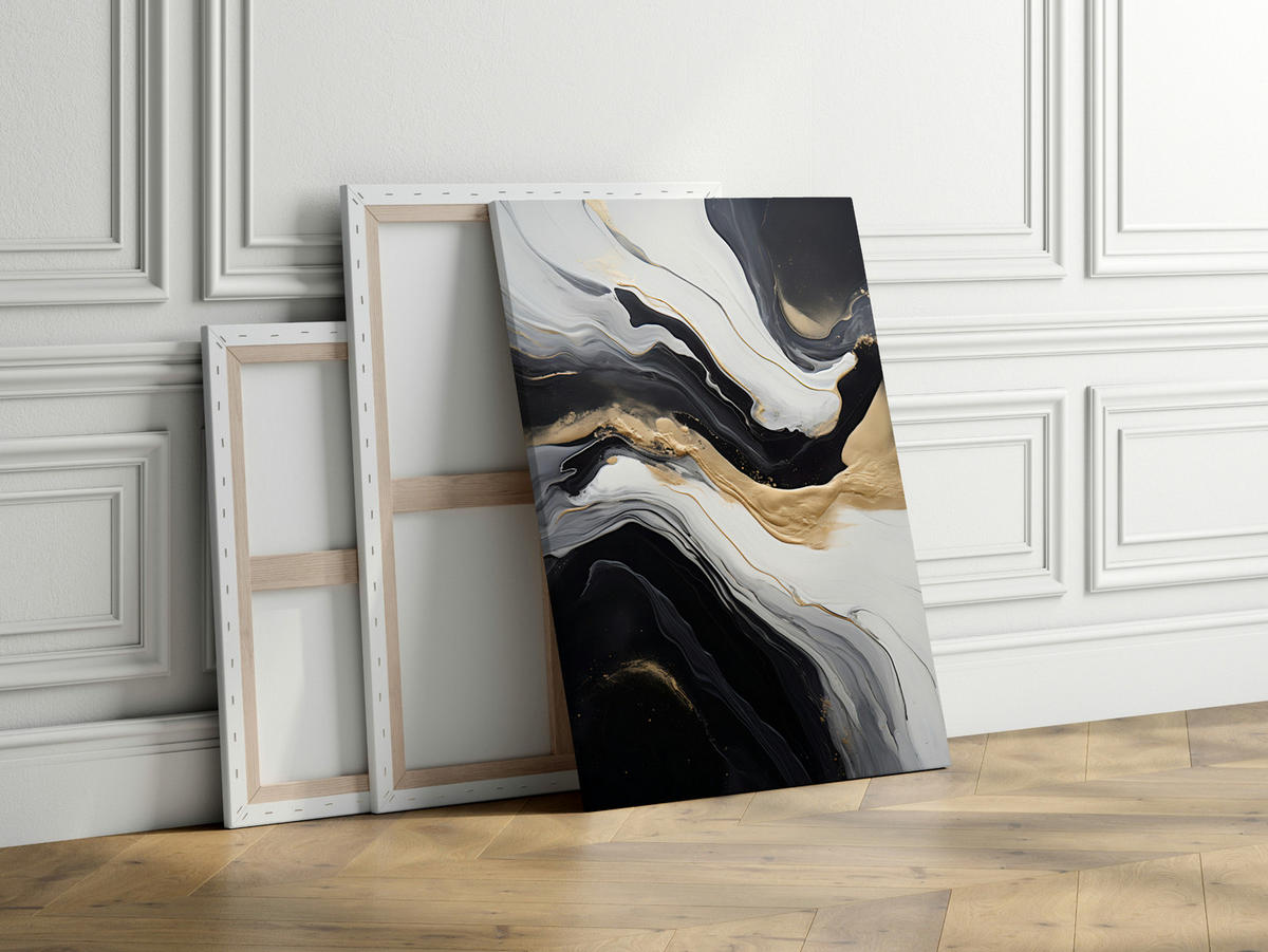 LEINWANDBILD Marmor Moderne Abstraktion 100x70 - Beige/Schwarz, Textil (100/70cm) - Muralo