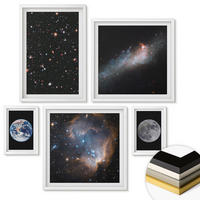 WANDBILDER 5er-Set - 50x50 cm & 20x30 cm & 40x60 cm Weißer Rahmen - Galaxie Weltraum Mond - Weiß, Kunststoff (40/60cm) - ArtPrintCave