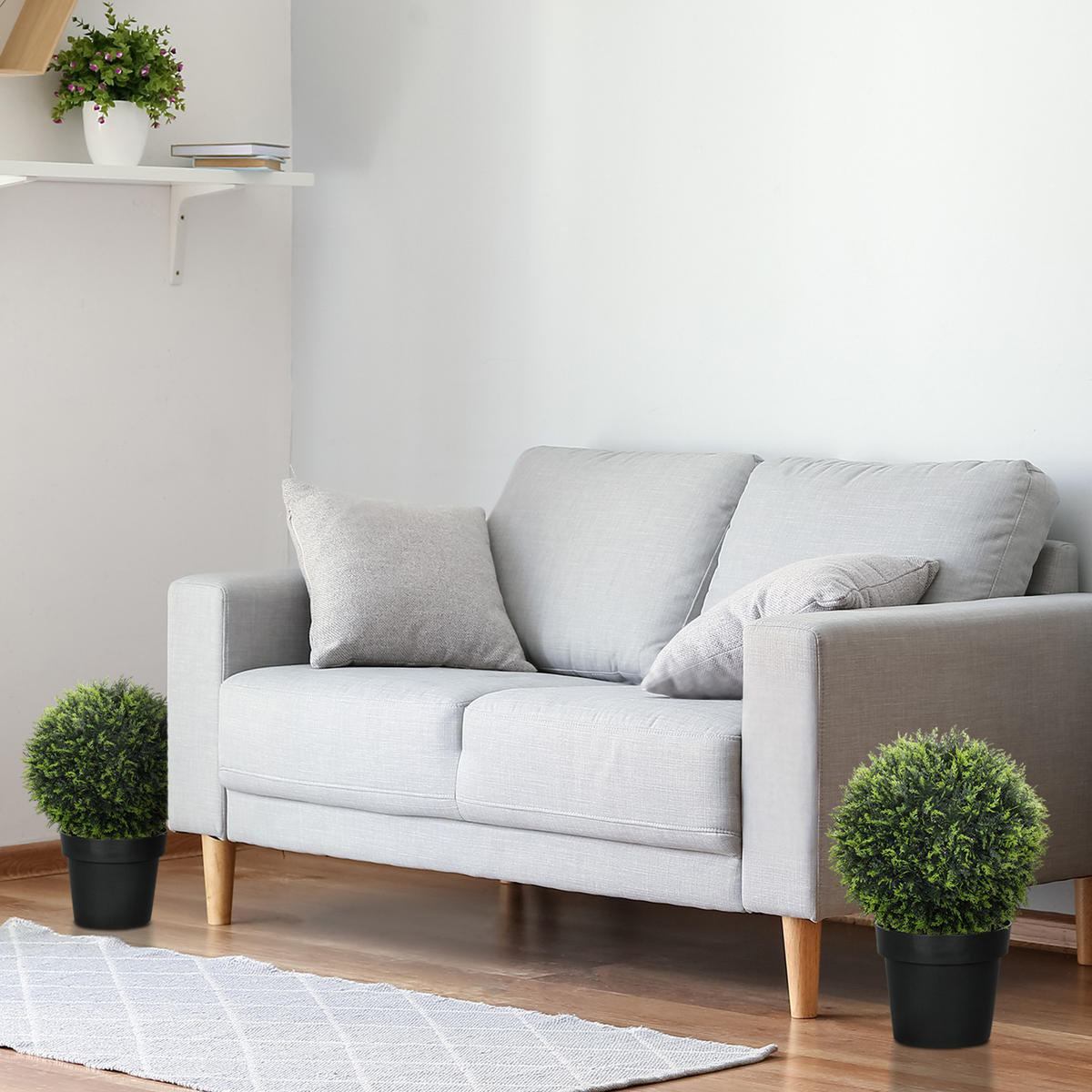 KÜNSTLICHER ZEDER 2er-Set, 45 cm Zimmerpflanze - Grün, Kunststoff (45cm) - HOMCOM