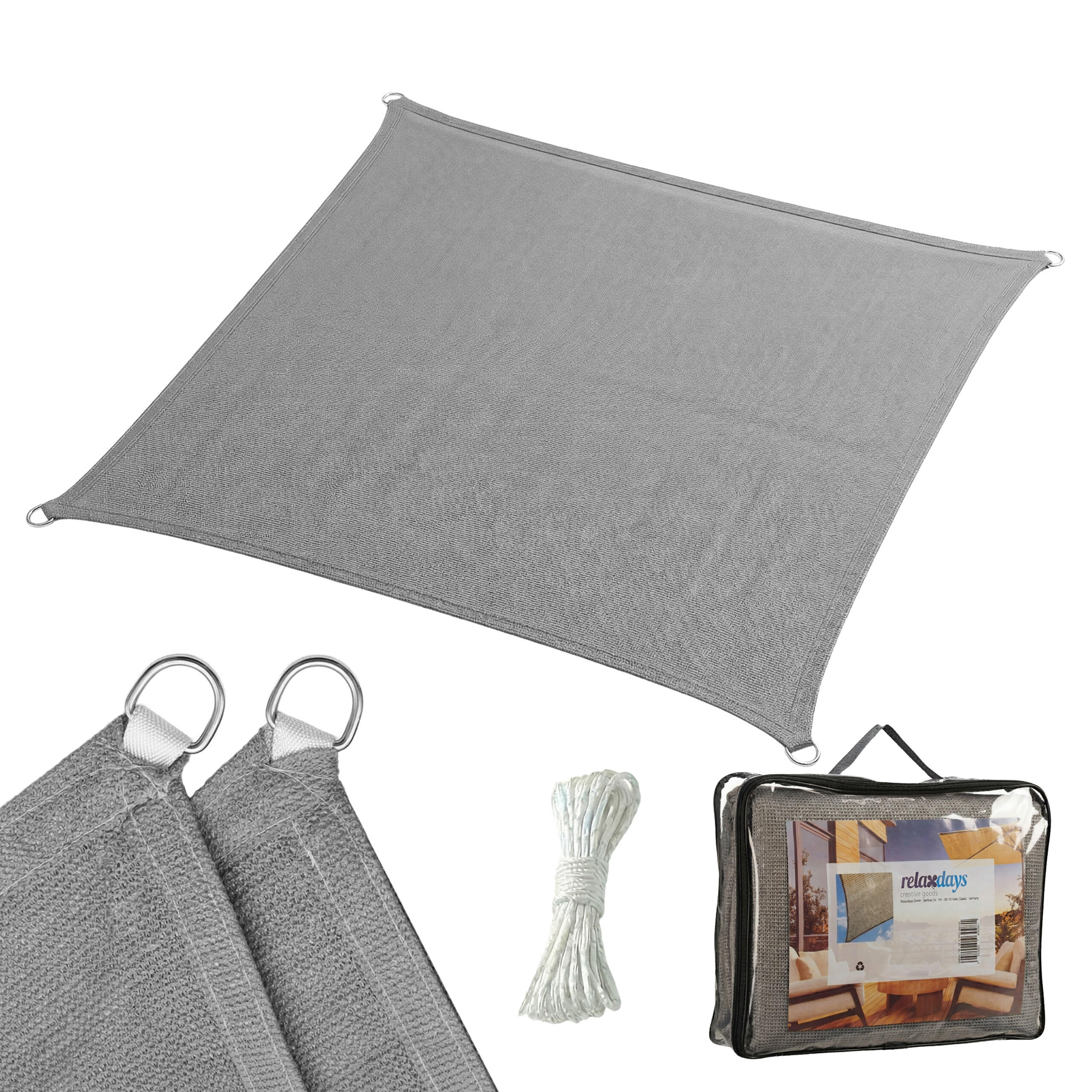 SONNENSEGEL - Anthrazit, Kunststoff/Metall (300/300cm) - Relaxdays