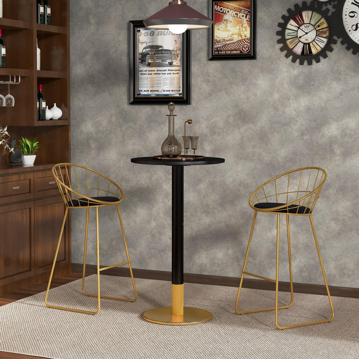 BARTISCH DE-14736 rund mit Stahlgestell Schwarz - Schwarz, Holzwerkstoff (60/60/102cm) - ComfortXL