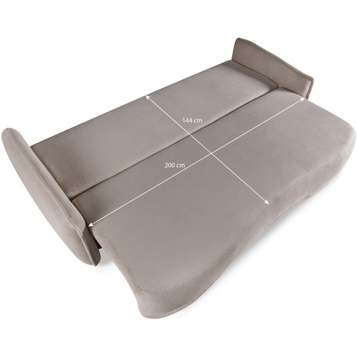 SCHLAFSOFA 3-Sitzer Puro mit Schlaffunktion, Beige - Beige/Schwarz, Textil (231/93/106cm) - Beautysofa