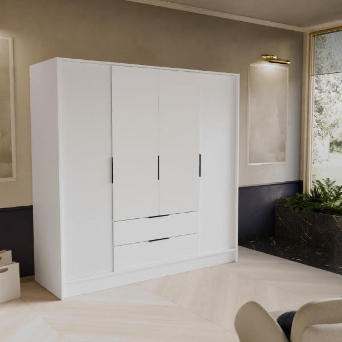 SCHRANK Weiß NIKOLA Mit Verstellbaren Regalen 200 cm - Weiß, Holzwerkstoff (200/200/51cm) - Sepro Meble
