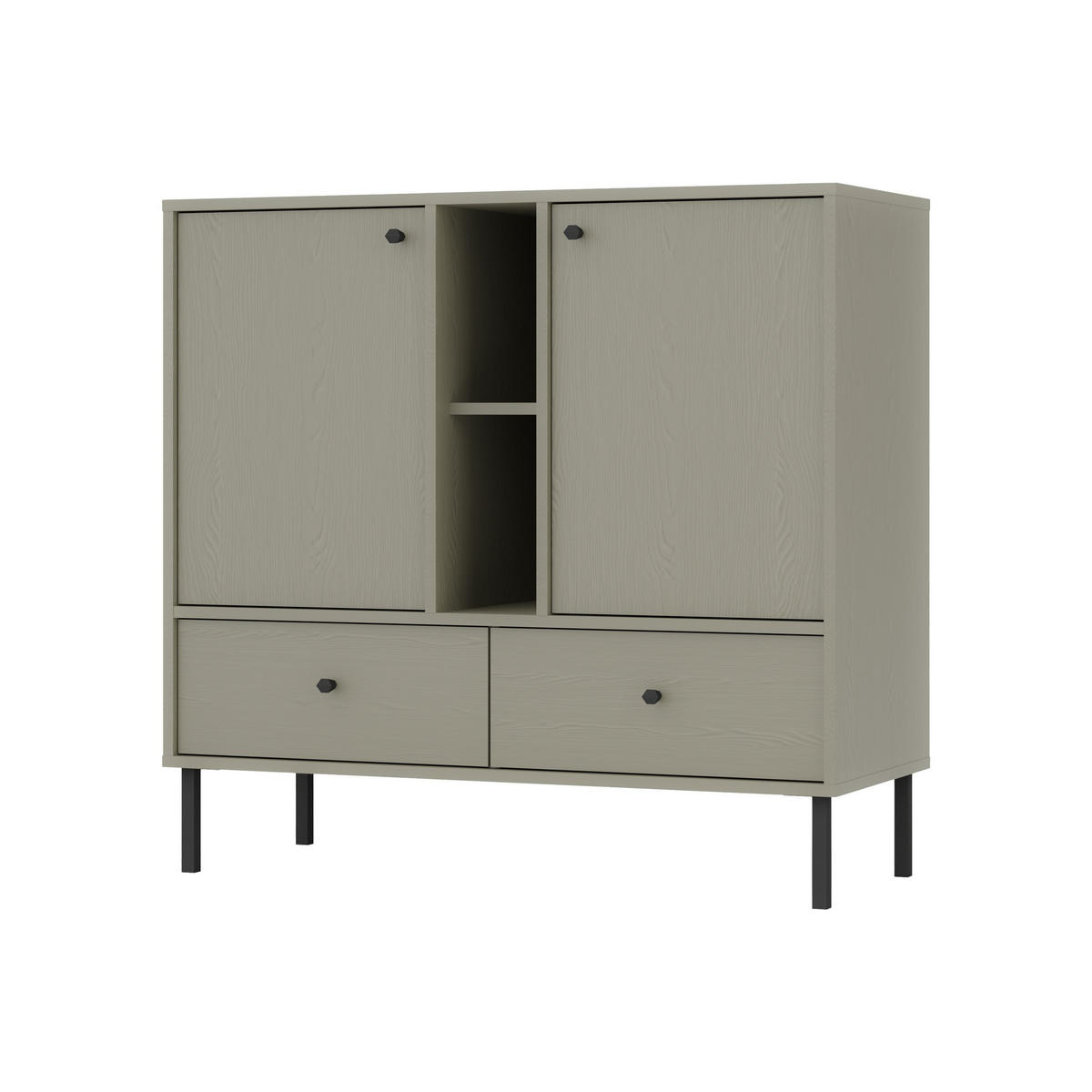 KOMMODE TORINO 100/95/41 cm mit 2 Schubladen 2 Türen Hellgrün - Hellgrün, Holzwerkstoff (100/95/41cm) - MASSENO
