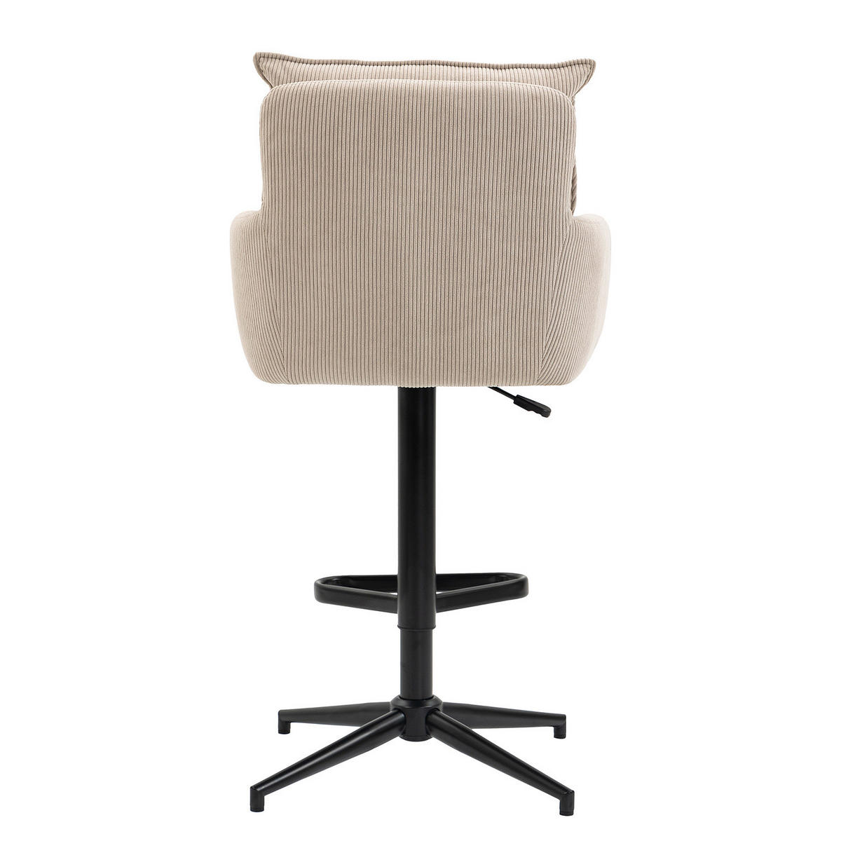 BARSTUHL - 2er-Set - Höhenverstellbar - Cord / Eisen - Cappuccino, Textil/Metall (54/100/58cm) - home24