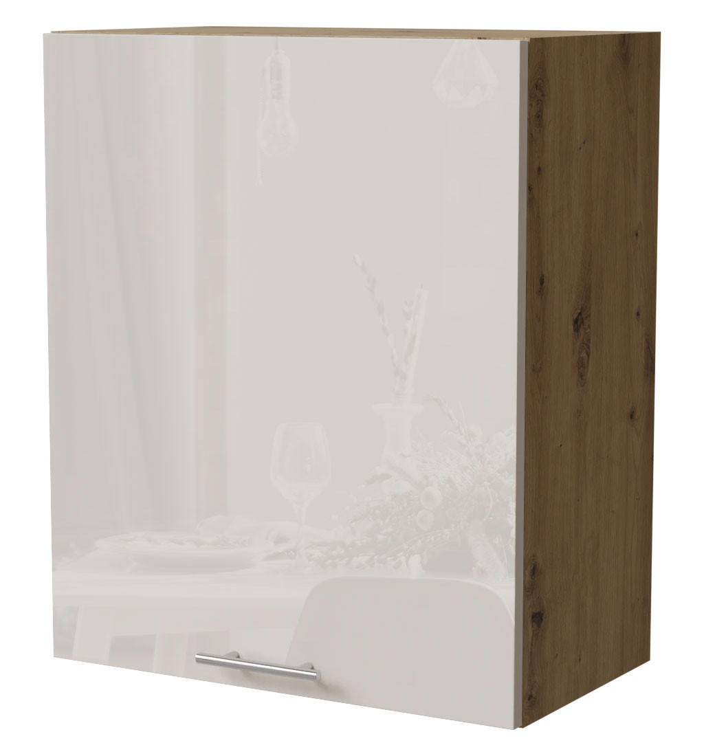 HÄNGESCHRANK Brerra W2/60 Eiche Artisan / RAL 9001 creme Hochglanz 60 / 32,5 / 72cm - Creme/Eiche Artisan, Holz/Holzwerkstoff (60/72/32.5cm) - Feldmann-Wohnen