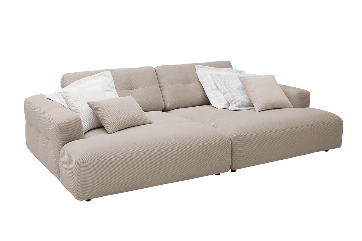 BIG SOFA MIKA Beige Cord - Beige/Schwarz, Kunststoff/Textil (300/86/167cm) - KAWOLA