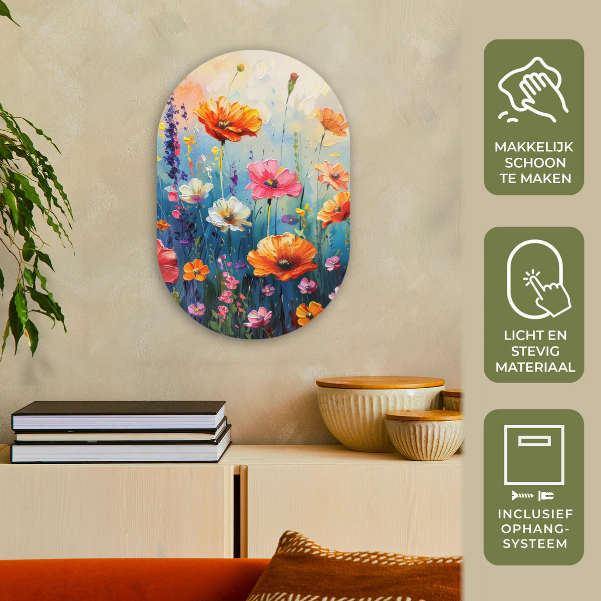 WANDBILD Blumen - Natur - Aquarell - Kunst Deko Wohnzimmer 40x60 cm - Multicolor, Kunststoff (40/60cm) - MuchoWow