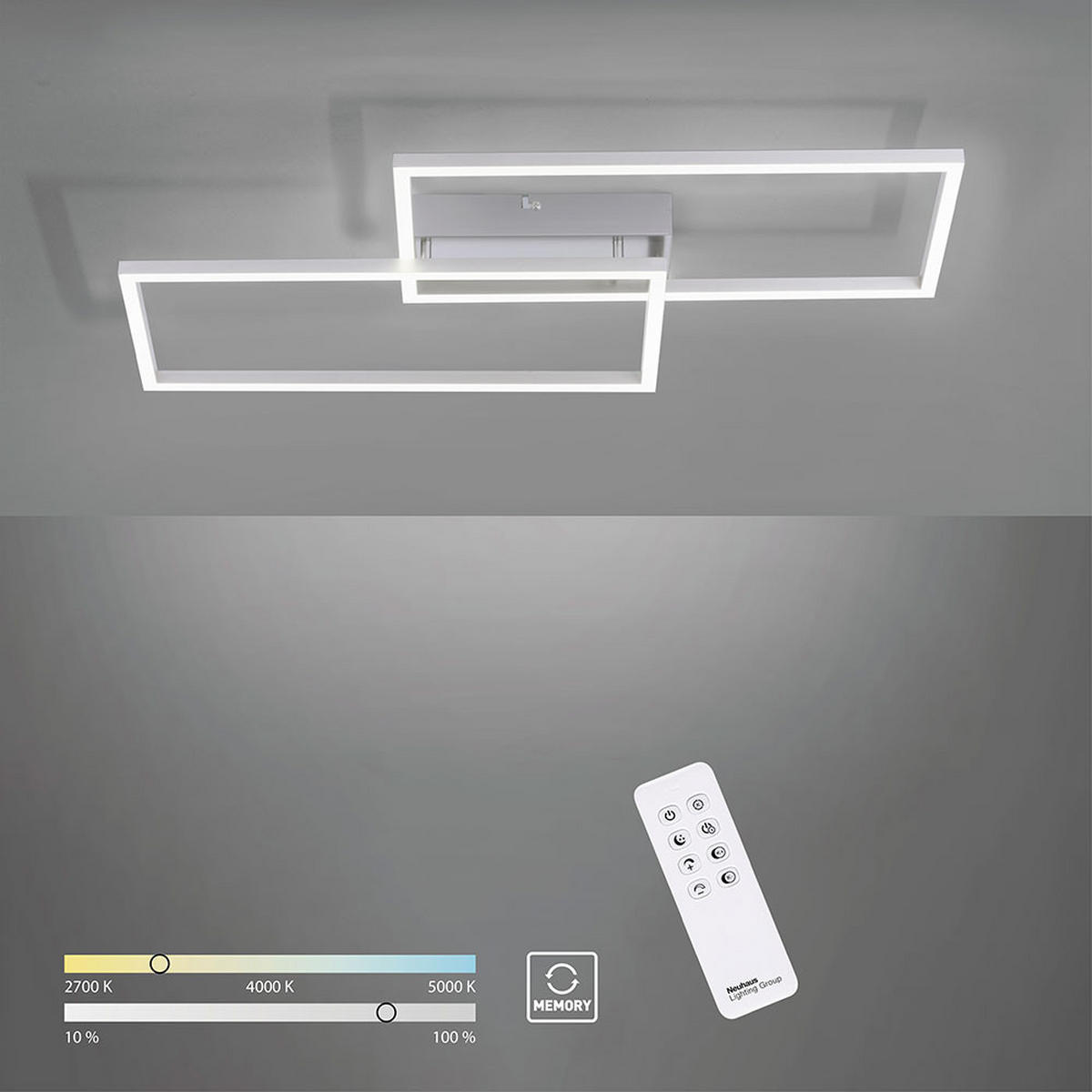 LED DECKENLEUCHTE Weiß matt - Weiß, Metall (60.5/32.5/6.5cm)