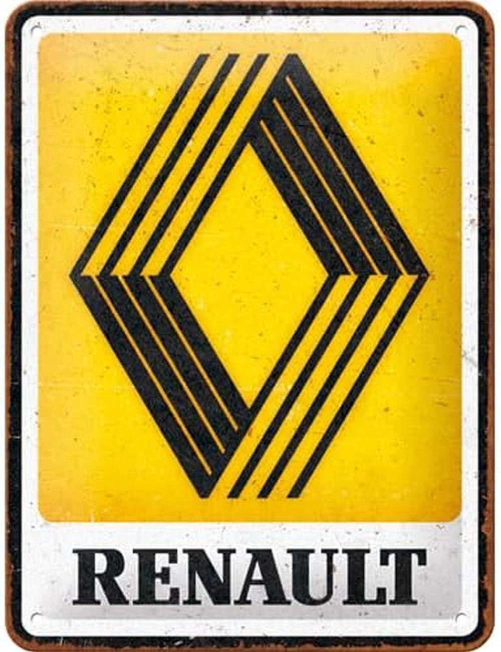 BLECHSCHILD 15/20 cm Renault Logo 1972 - Multicolor, Metall (15/20/0.5cm) - Nostalgic-Art