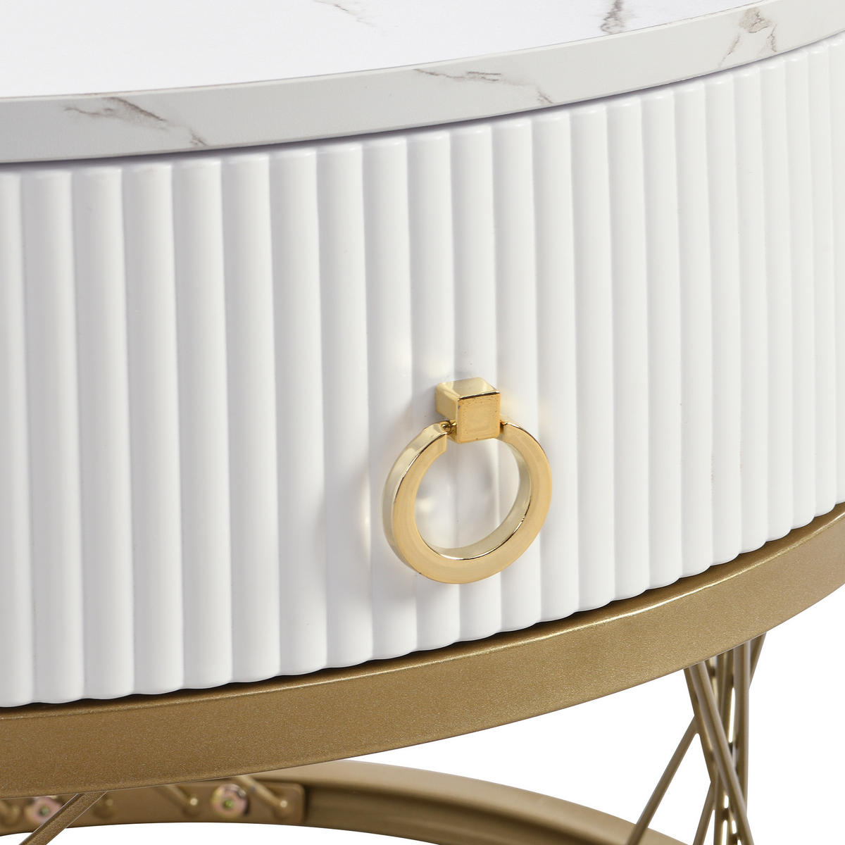 COUCHTISCH 70/70/45 cm mit Marmoroptik und Golddekor 2er-Set - Schwarz, Holzwerkstoff (70/70/45cm) - OKWISH