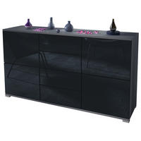 SIDEBOARD Rova Schwarz Hochglanz - Schwarz Hochglanz, Holzwerkstoff (138.5/75.5/35cm) - Vladon