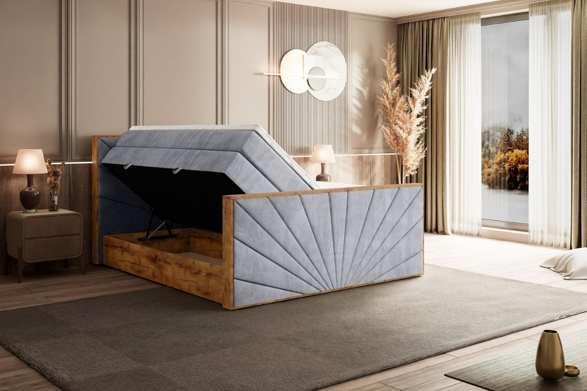 BOXSPRINGBETT mit Matratze H3|H4 und Lattenrost - LOLLI6-Z KING-160x200 - Grau Monolith - Grau, Holzwerkstoff (160/200cm) - ALTDECOR