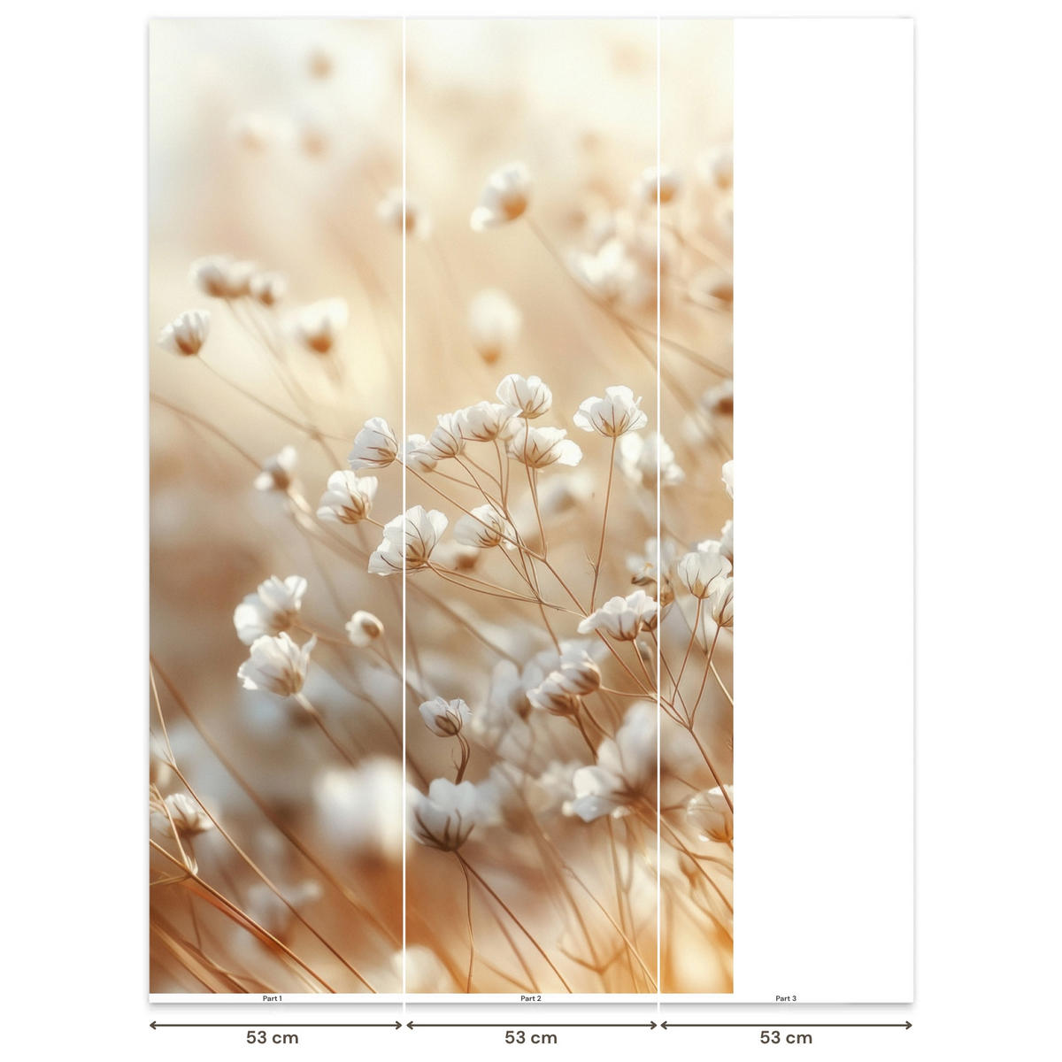 TAPETE - Wild - Blumen - Weiß - 120x200 cm - Creme, Papier (120/200cm) - OnlyWow