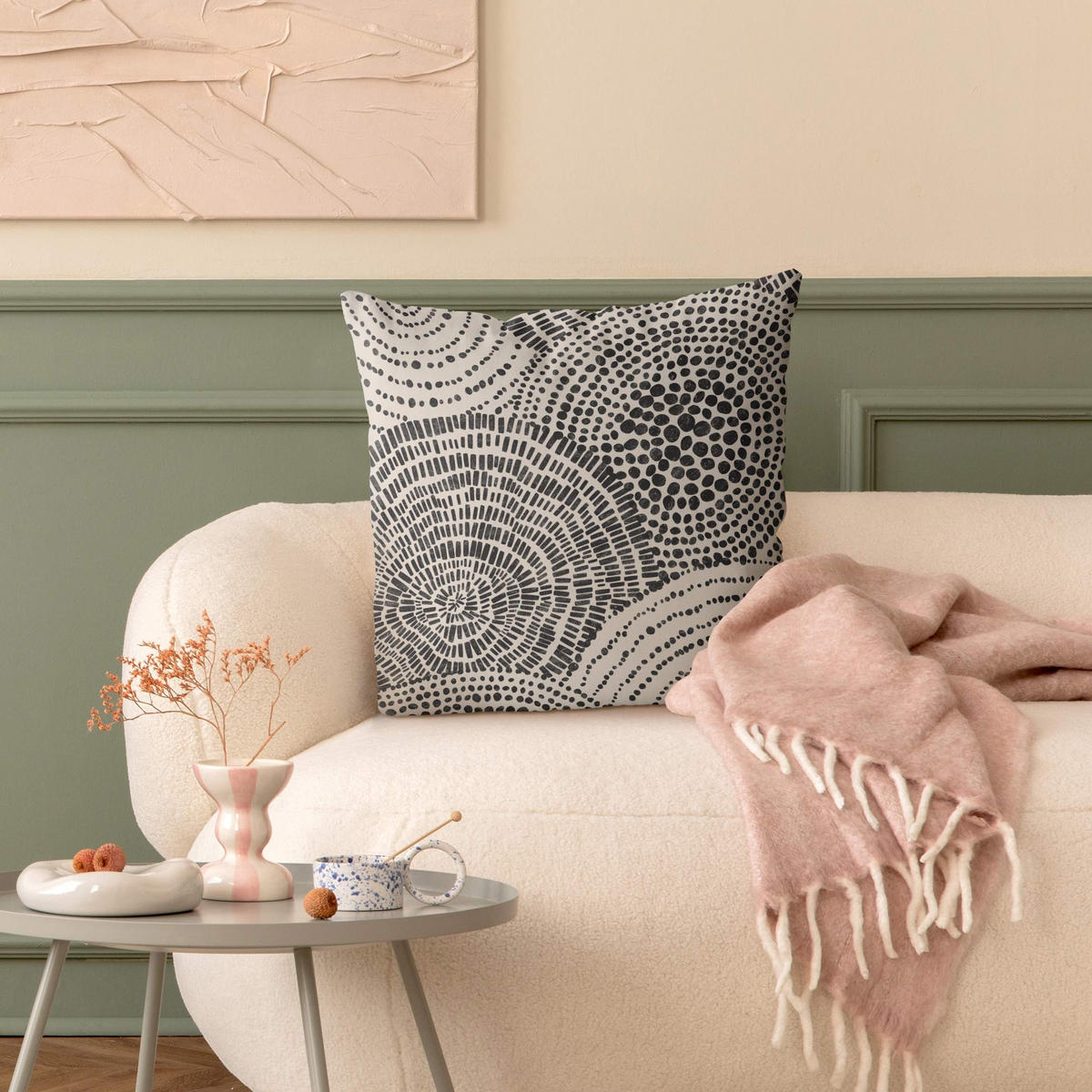 KISSENBEZUG Schwarze Kreise VI 40/40 cm - Eichefarben, Textil (40/40cm) - Bilderwelten