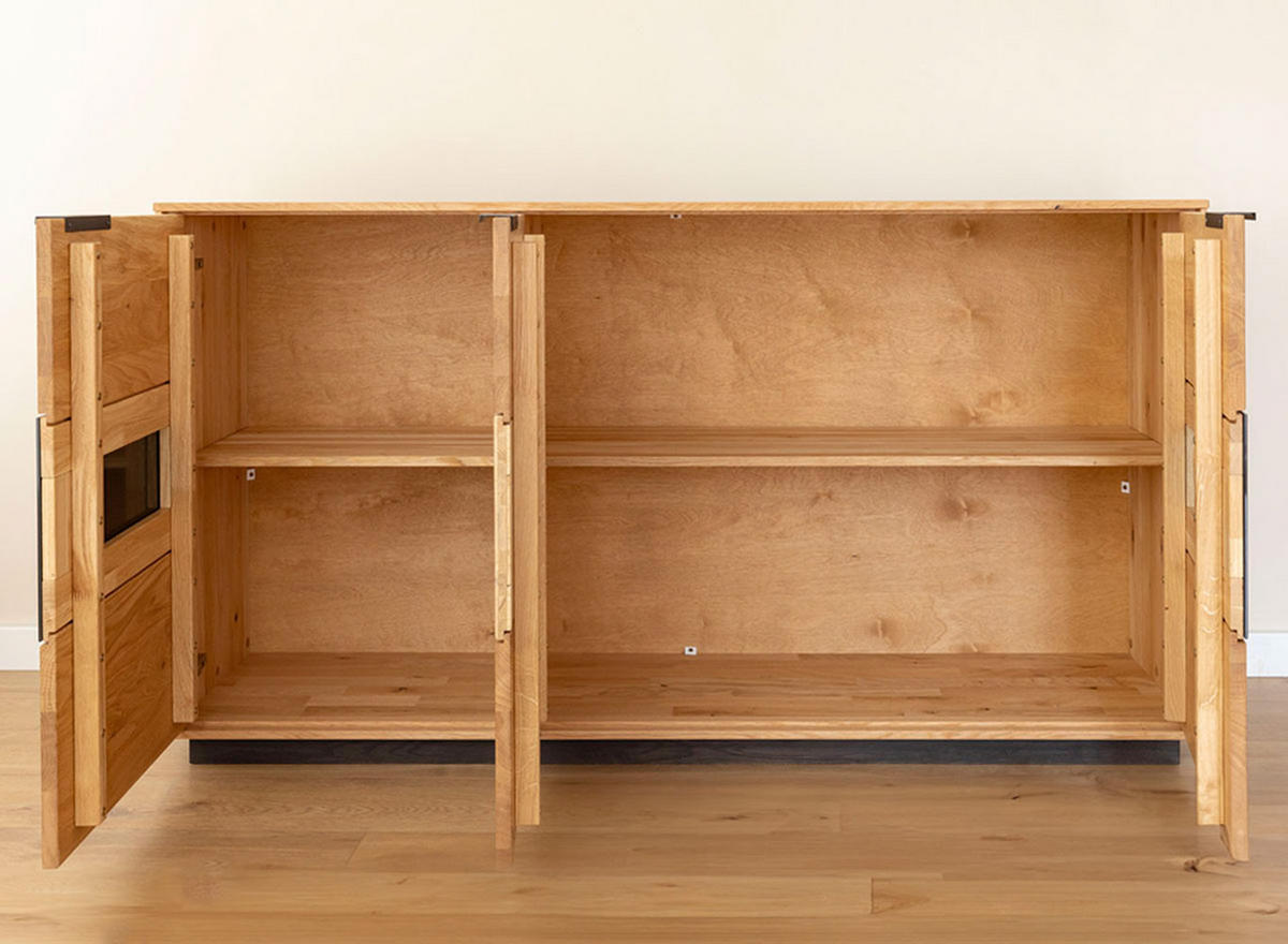 WOHNWAND Tirano 2er-Set Eiche Natur / Schwarz / Hirnholz - Eichefarben/Multicolor, Holz/Metall (354/84/39cm) - Feldmann-Wohnen