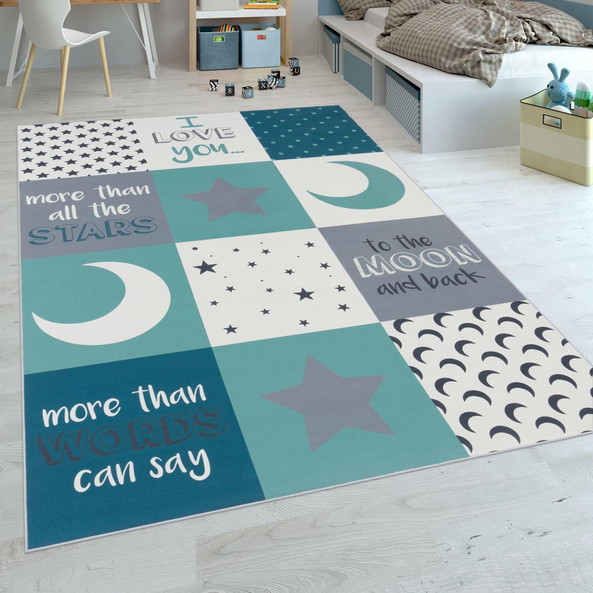 KINDERTEPPICH ALEYNA 101 TÜRKIS 120X160 - Türkis, Kunststoff (120/160cm) - Paco Home