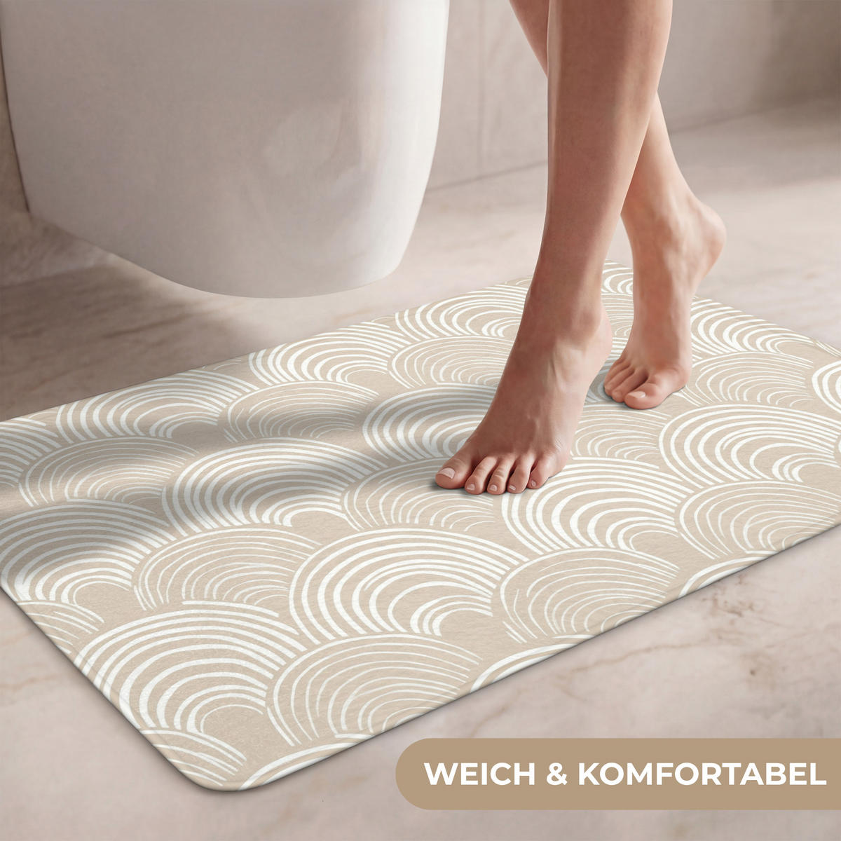 WC PŘEDLOŽKA Vlny - Textura - Béžová 80x50 cm - kašmírová, textil/plast (80/1cm) - OnlyWow