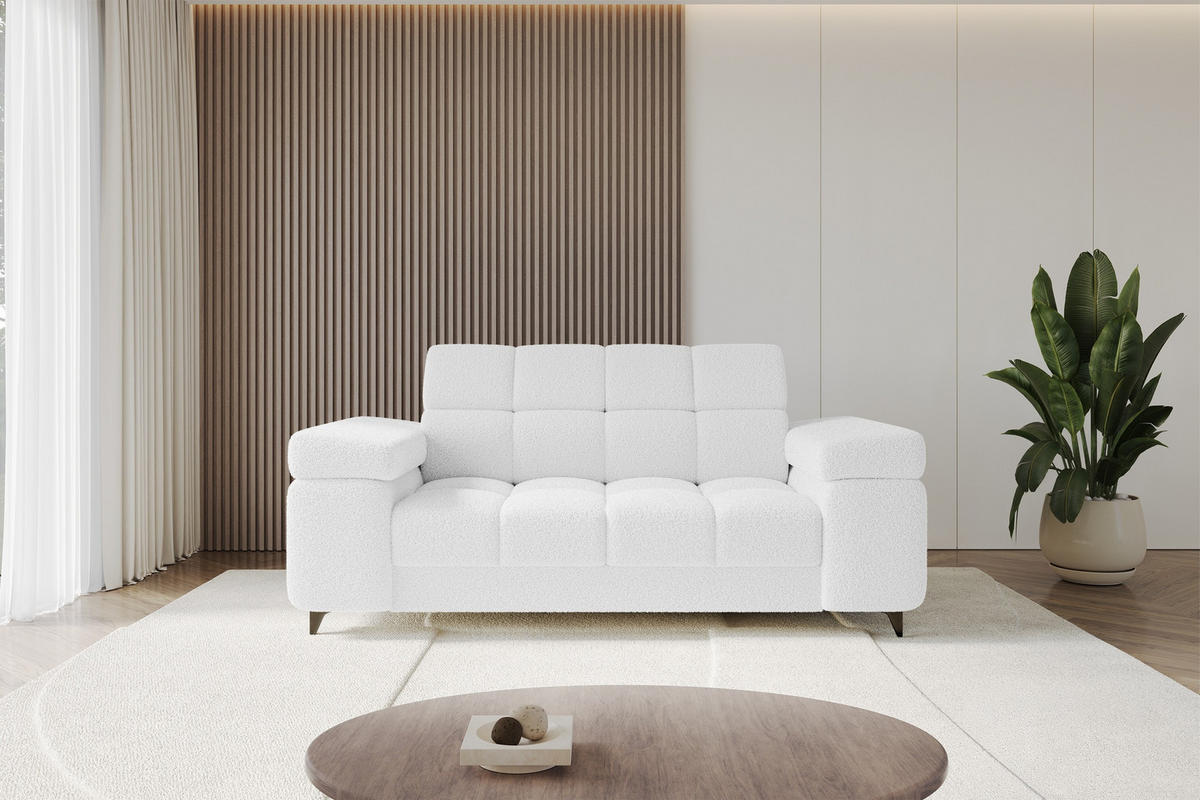 SOFA 2-Sitzer LORD-S1 194x97x90 cm Weiß Bouclé - Weiß, Holzwerkstoff/Textil (194/90/97cm) - ALTDECOR