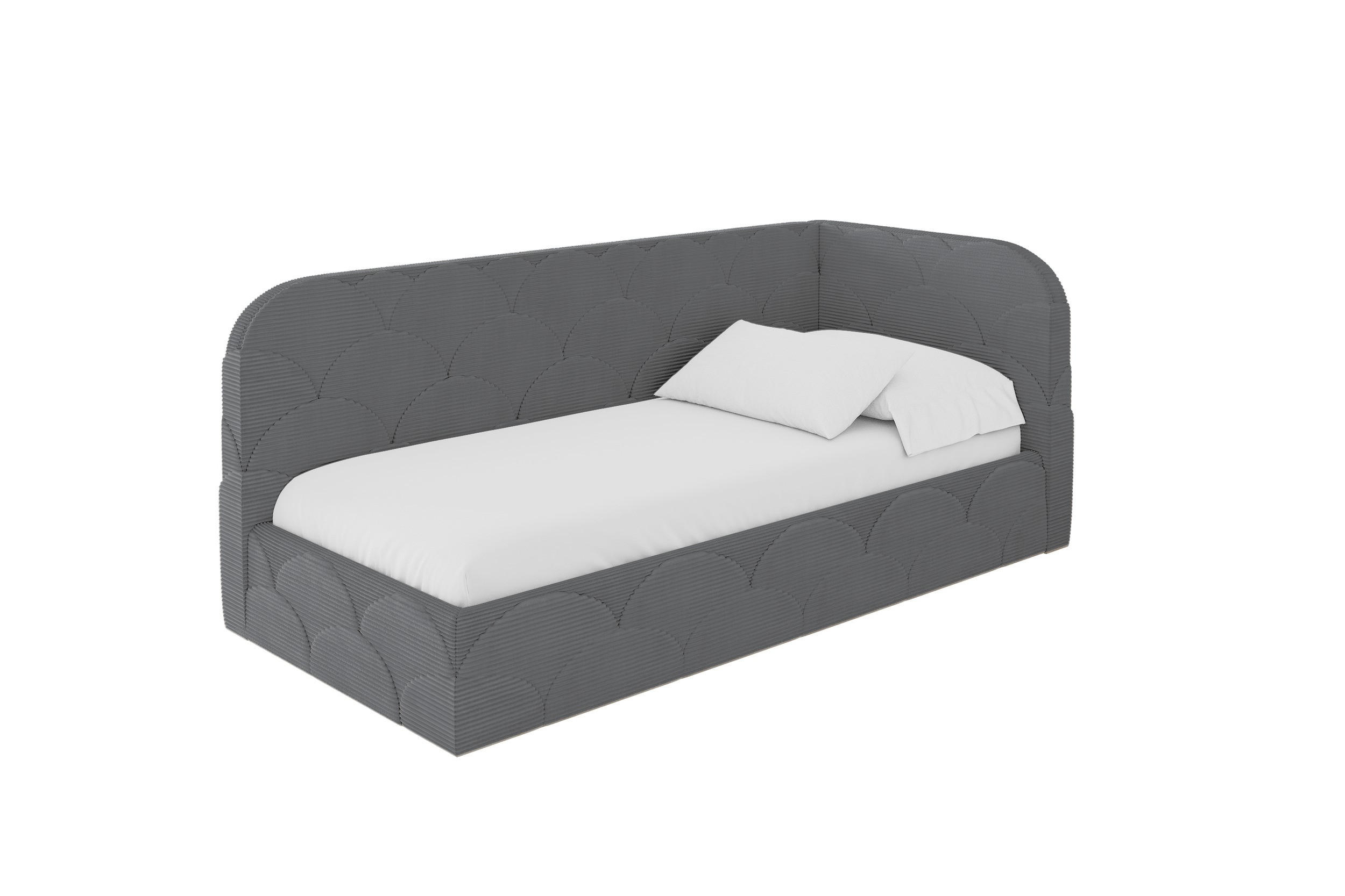 EINZELLBETT Jugendbett mit Bettkasten, Links - ELRY 90x200 Dunkelgrau - Graphitfarben, Holzwerkstoff/Textil (90/200cm) - ALTDECOR
