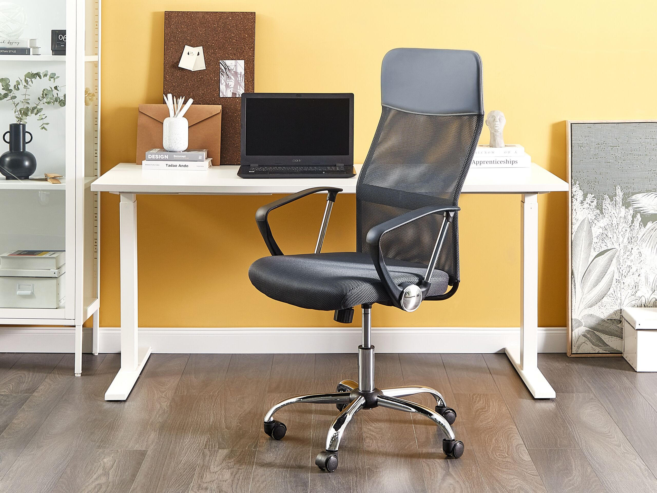BÜROSTUHL Polyester Grau Design - Grau, Kunststoff/Textil (63/114/63cm) - Beliani