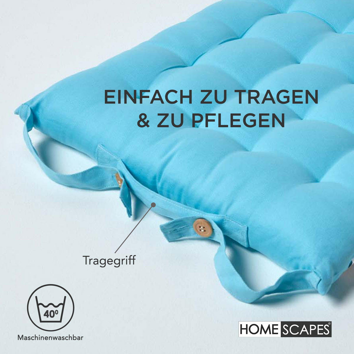 STUHLKISSEN 4er-Set hellblau 40/40/6,5 cm - Hellblau, Textil (40/40/6.5cm) - Homescapes