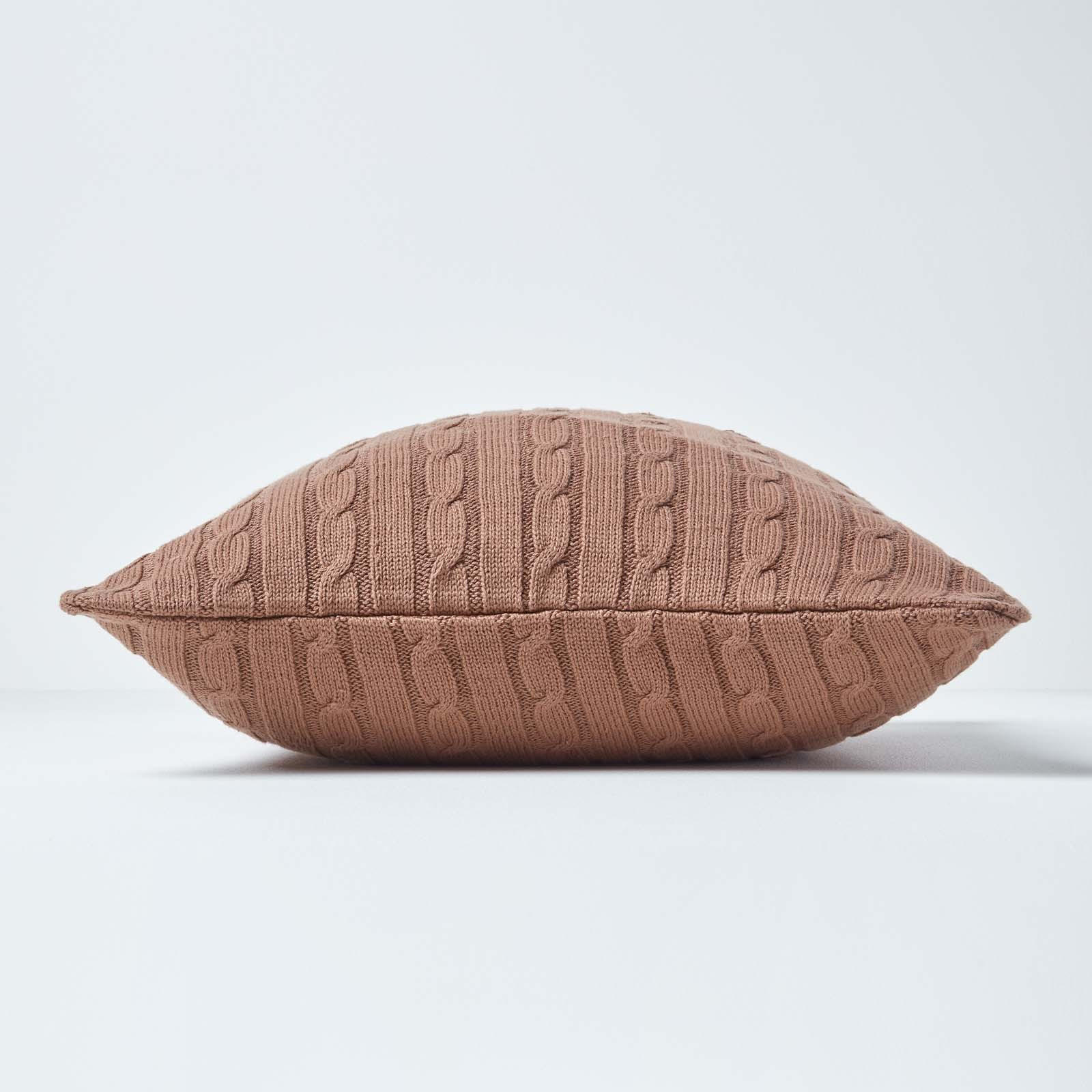 KISSENHÜLLE Zopfmuster 45/45 cm - Braun, Textil (45/45cm) - Homescapes