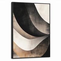 LEINWAND Bilder mit Rahmen - Abstrakt - Wellen - Schwarz - Verwittert - 70x100 - Trüffeleichefarben, Textil (70/100cm) - MuchoWow