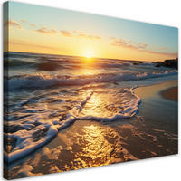 WANDBILD sonnenuntergang am strand - Orange, Textil (60/40cm) - Feeby