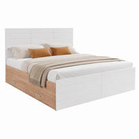 BETT mit 2 Schubladen 180x200 cm Massivholz MDF Weiß Eiche - Weiß, Holzwerkstoff (180/200cm) - Meubliv
