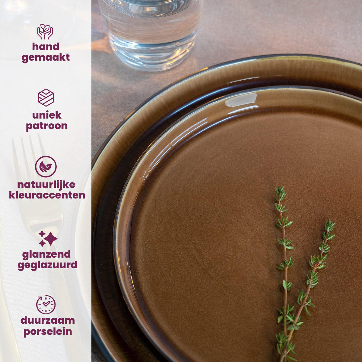 GESCHIRRSET6 PERSONEN GESCHIRRSETQuintana Amber 18-teilig / 6 Personen - 6 Speiseteller, 6 SUPPENTELLER und 6 FRÜHSTÜCKTELLER - Braun, Keramik (2/2/1cm) - Cosy & Trendy