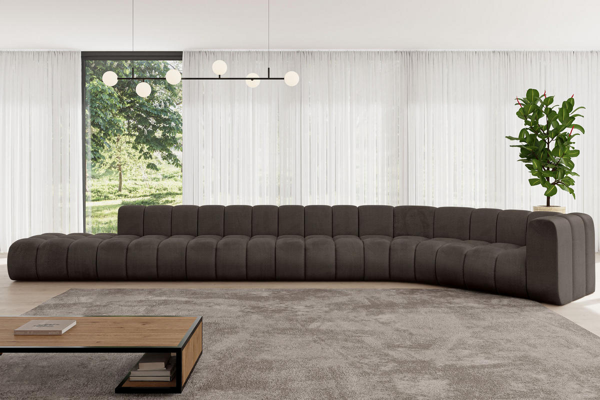 ECKSOFA modulares Sofa Tilmo-L3 - 581x194x70 cm Braun - Braun, Holzwerkstoff/Textil (581/194cm) - ALTDECOR