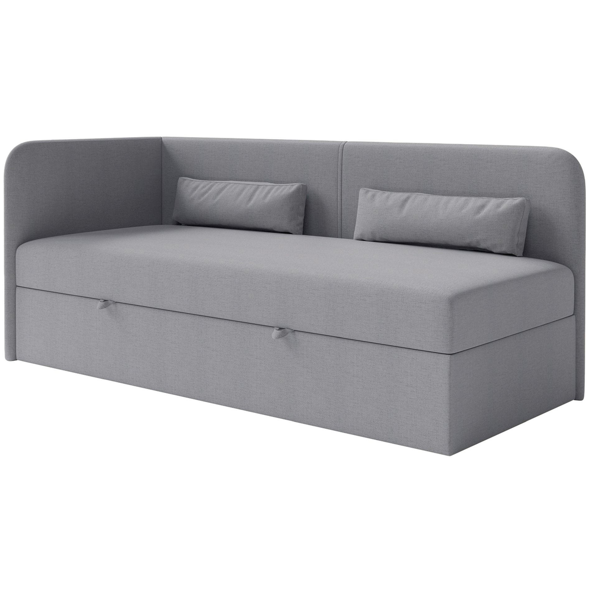 JUGENDBETT Calmmo Dunkelgrau mit Chenille-Bezug, Kopfteil links - Dunkelgrau, Textil (90/200cm) - Selsey