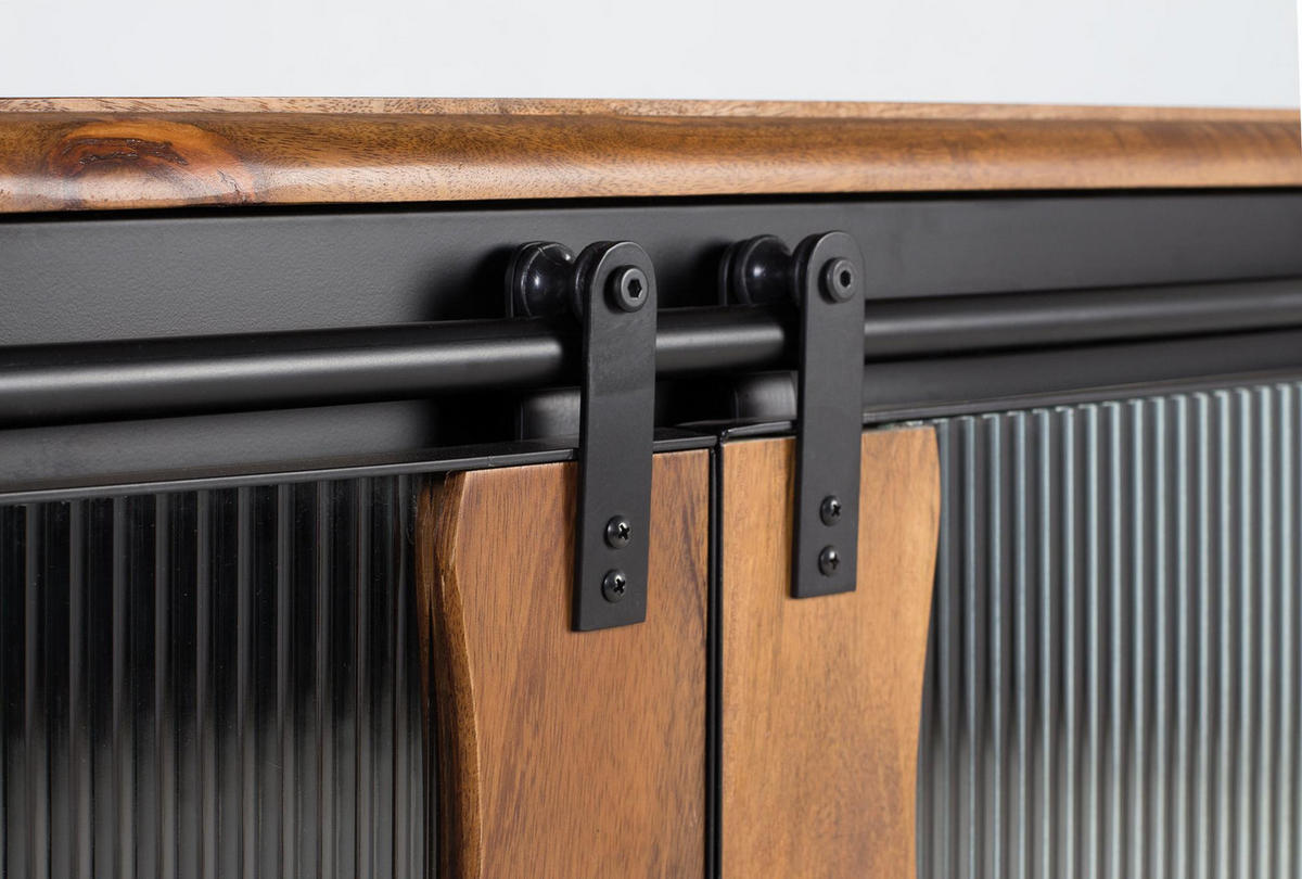 SIDEBOARD aus Mangoholz und schwarzem Metall - Schwarz, Holz (40/80/190cm) - Giner y Colomer