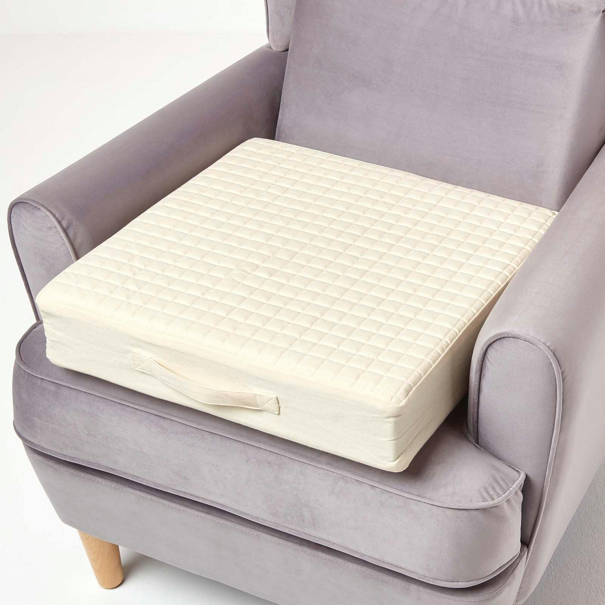 SITZKISSEN-BEZUG creme 50/50/10 – Kissenhülle wattiert, Baumwolle - Creme, Textil (50/50/10cm) - Homescapes