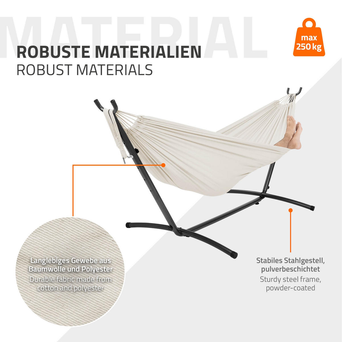 HÄNGEMATTE beige - Beige, Metall (99/98/255cm) - ML-DESIGN