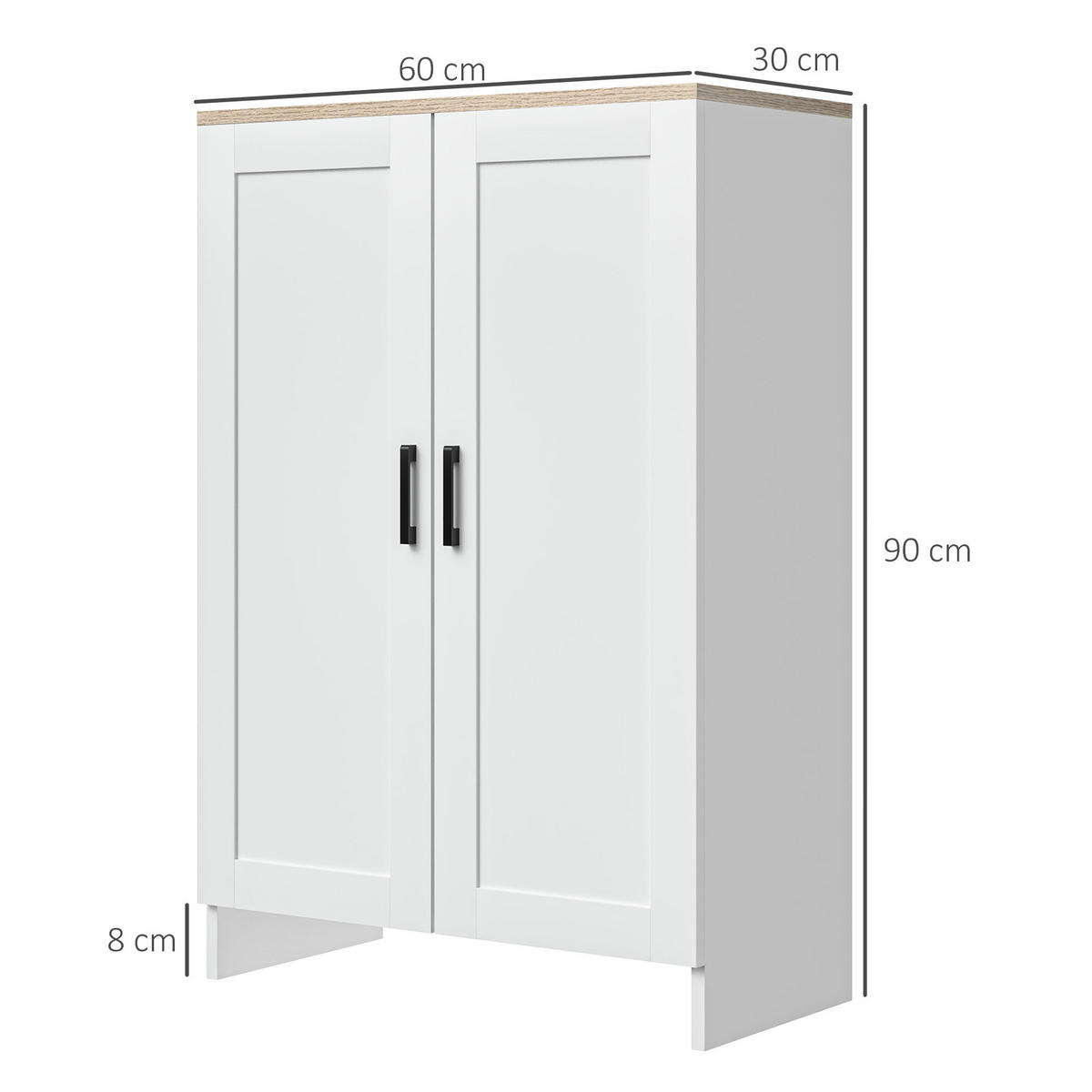 SIDEBOARD DE-11182 mit verstellbarer Einlegeplatte & Tür Weiß - Weiß, Holzwerkstoff (60/90/30cm) - ComfortXL