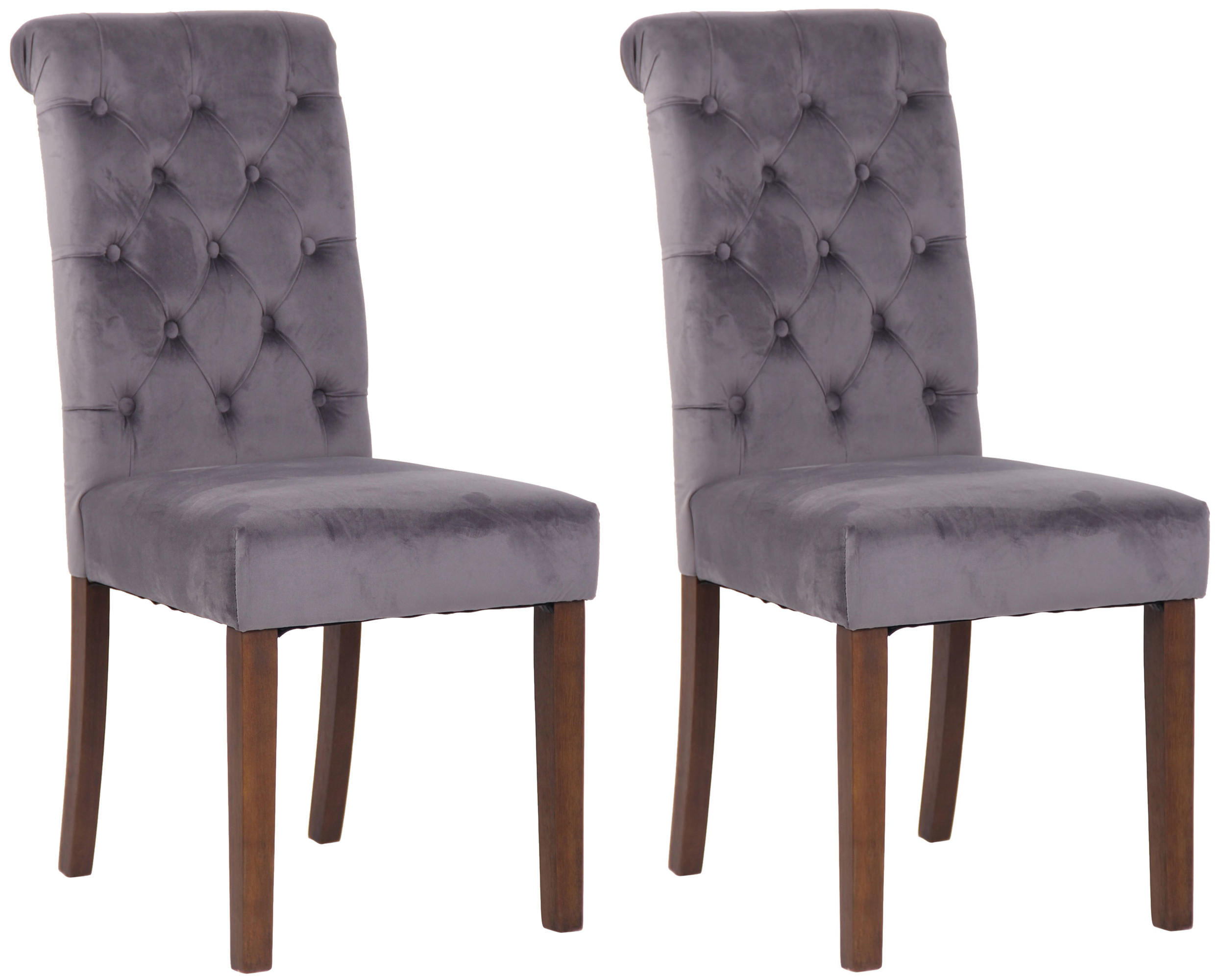 ESSZIMMERSTÜHLE 2er-Set WALES Samt 98x45x63 cm dunkelgrau Holz - Dunkelgrau, Holz (45/98/63cm) - DELUKE