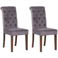 ESSZIMMERSTÜHLE 2er-Set WALES Samt 98x45x63 cm dunkelgrau Holz - Dunkelgrau, Holz (45/98/63cm) - DELUKE