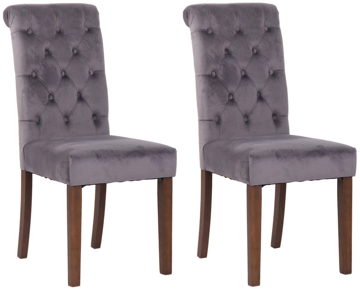 ESSZIMMERSTÜHLE 2er-Set WALES Samt 98x45x63 cm dunkelgrau Holz - Dunkelgrau, Holz (45/98/63cm) - DELUKE