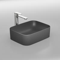 WASCHBECKEN Keramik Rechteck Abgerundete Matt Dunkelgrau 50,5 / 38 / 15 cm - Schwarz, Keramik (38/15/50.5cm) - EMKE