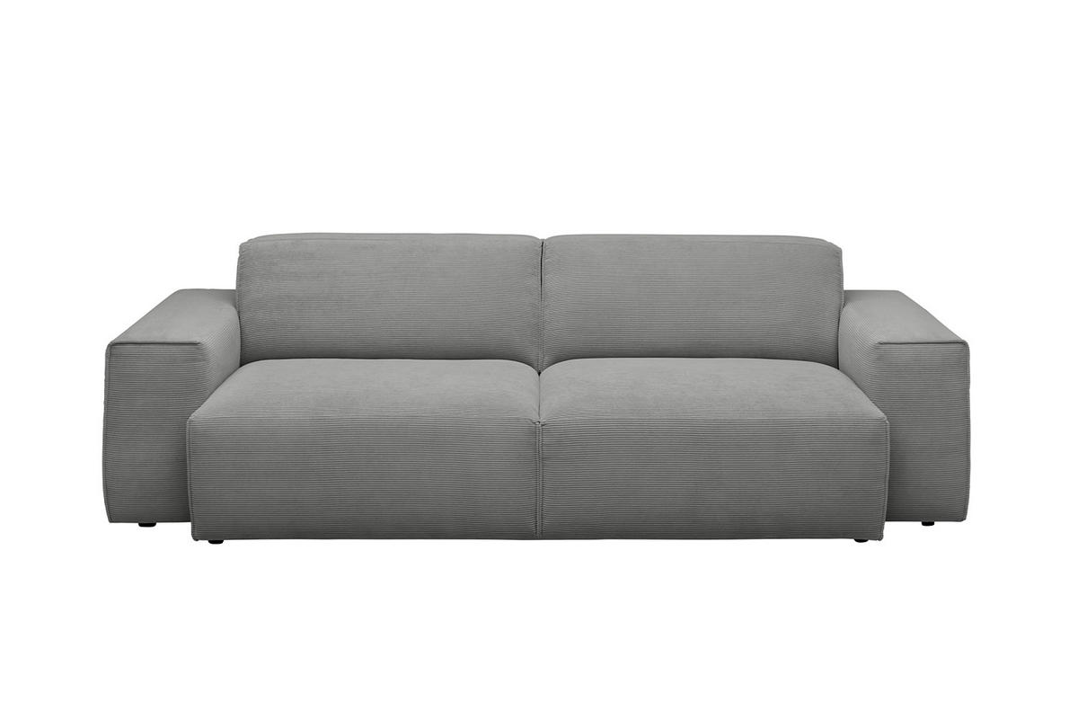 SOFA RANI Grau Cord - Schwarz/Grau, Kunststoff/Textil (256/71/101cm) - KAWOLA