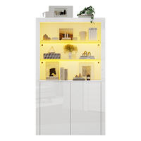 SIDEBOARD, LED, Glas, Hochschrank, Hochglanz, 100x35x170cm - Weiß, Holzwerkstoff (35/170/100cm) - FLIEKS