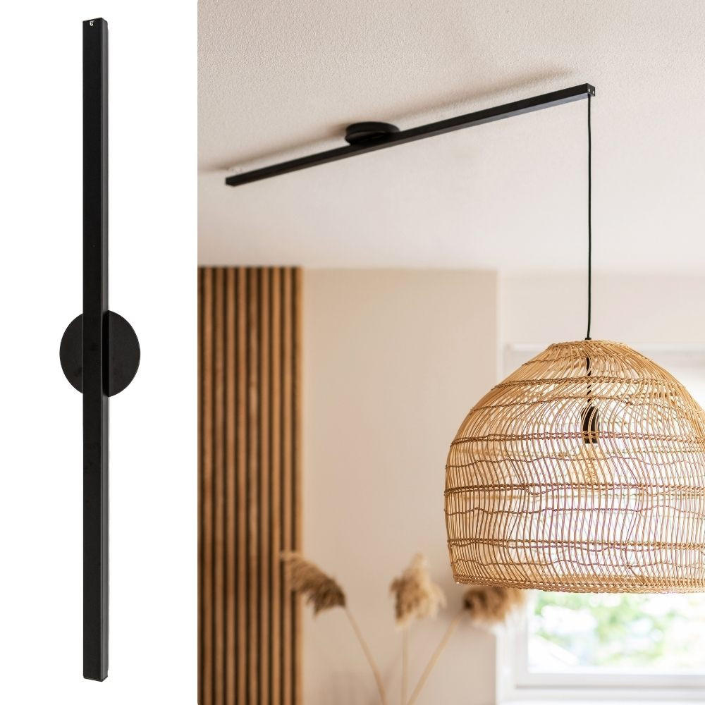 AUFHÄNGESYSTEM für eine Hängelampe - Single - 90cm - Mattschwarz - Verstellbare Lampenaufhängung - Pendelleuchte Schieben und Drehen - Schwarz, Metall (90/3/2cm) - Lightswing®
