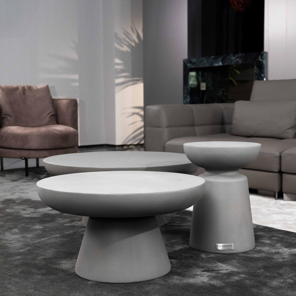 COUCHTISCH KYLIX Mittel Beton Optik 86 x 86 x 35.6 cm - Grau, Naturmaterialien (86/86/35.6cm) - Elementi