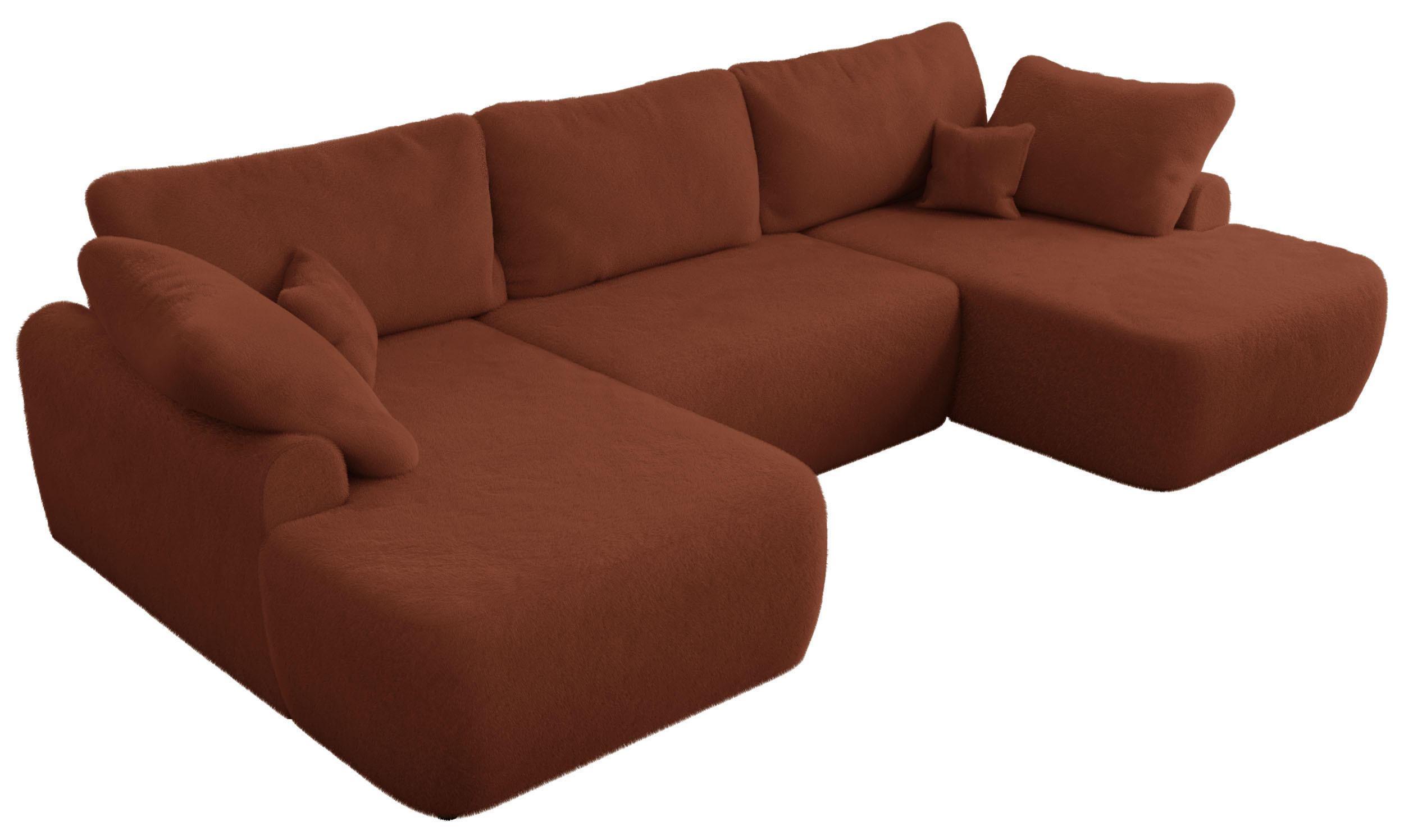 WOHNLANDSCHAFT CUBO U Orange Plüsch - Schwarz/Orange, Kunststoff/Textil (370/100/187cm) - MKS