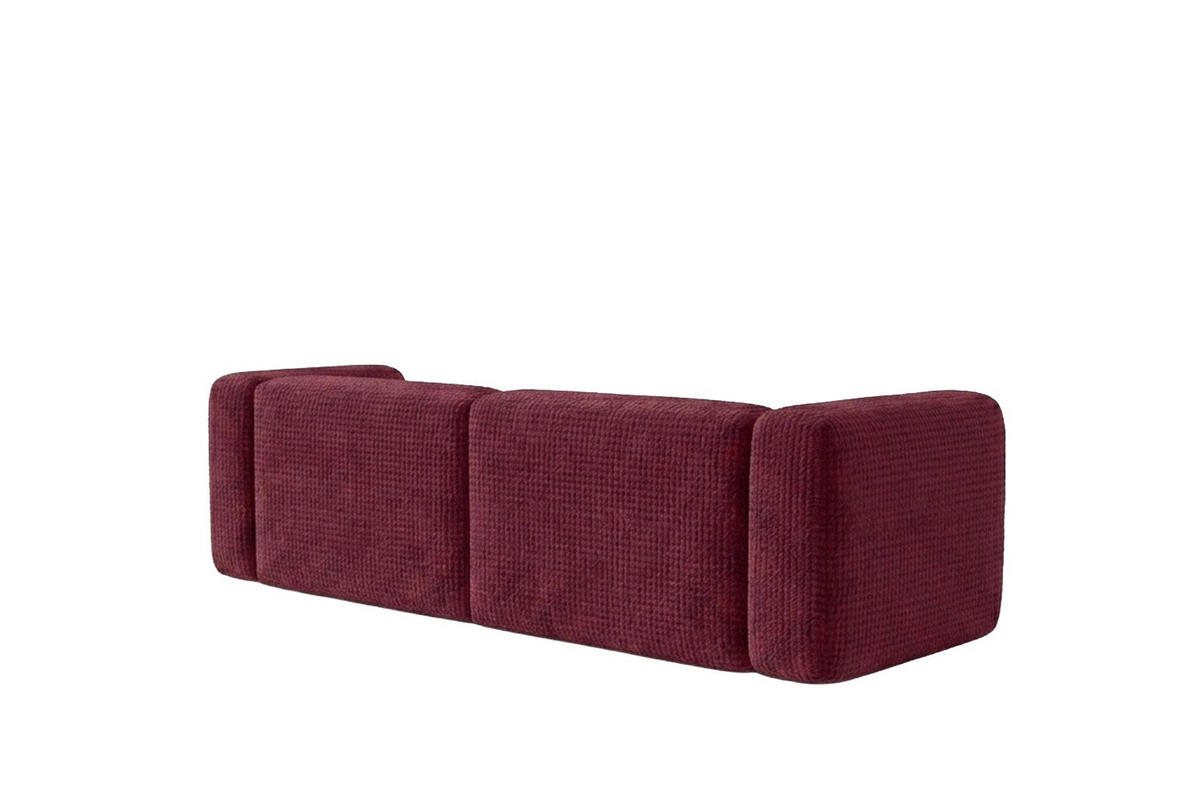 ECKSOFA L-Form mini, Chenille-Stoff Cremona, Rotwein, Rechts, GRETA - Weinrot, Holz (226/179cm) - Kaiser Möbel