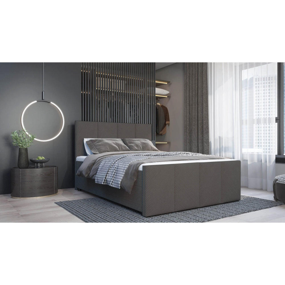 BOXBETT Milano Bonellfederkern inkl. 7-Zonen Topper T-30 - BOXBETT mit Bettkasten - Hellbraun, Holz/Holzwerkstoff (120/200cm) - Best For Home