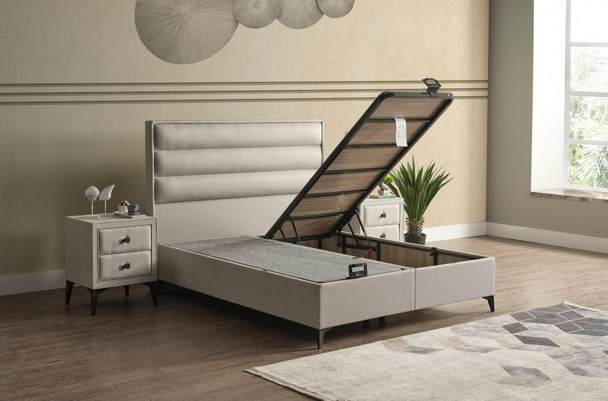 POLSTERBETT-SET Moon 180x200 Grau - Bett inkl. Matratze - Grau, Metall (180/200cm) - Villa Möbel