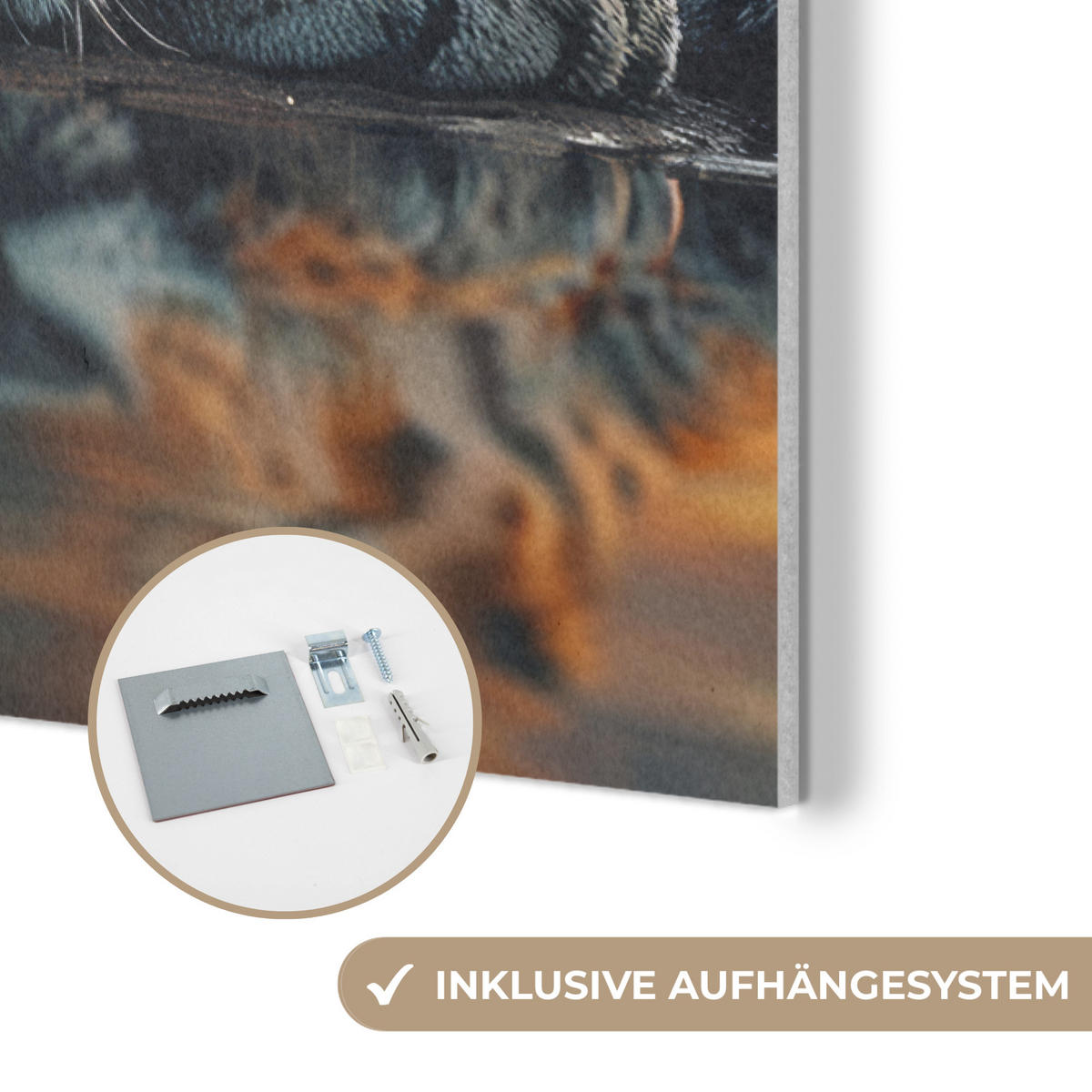 AKUSTIKBILD Natur - Leopard - Tier - Sonnenuntergang - Modern Wanddeko 60x90 cm - Orange, Kunststoff (60/90/0.9cm) - MuchoWow